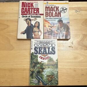Vintage Fiction Books Nick Carter Mack Bolan Steve Mackenzie Seals Ambush